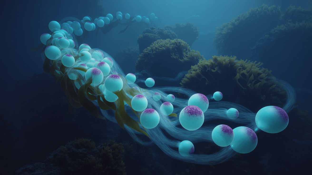 Deep-sea bioluminescent plume scene