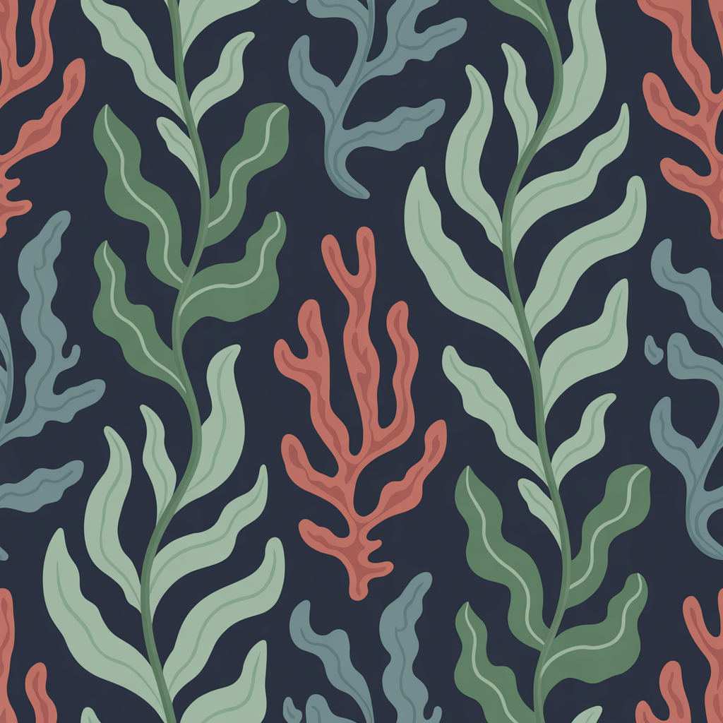 Stylized kelp silhouette pattern